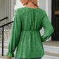 Round Neck Flounce Sleeve Blouse