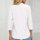 Full Size Eyelet Three-Quarter Sleeve Blouse