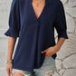Notched Half Sleeve T-Shirt