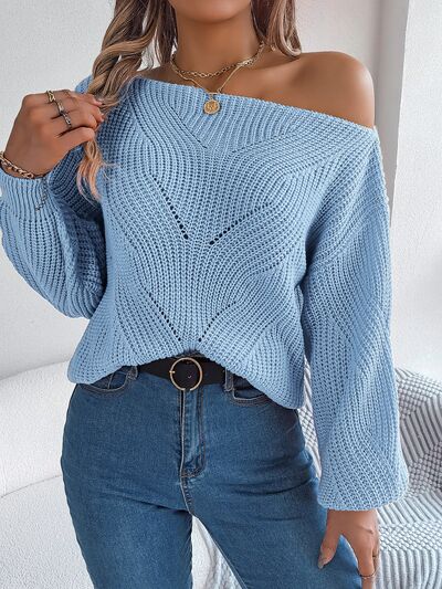 NotSoBasic Openwork Long Sleeve Sweater