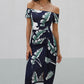 Women's Full Size Printed Off-Shoulder Split Dress