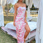 EillyBazar Floral Strapless Side Split Maxi Dress