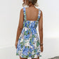 Printed Ruffled Surplice Wide Strap Mini Dress