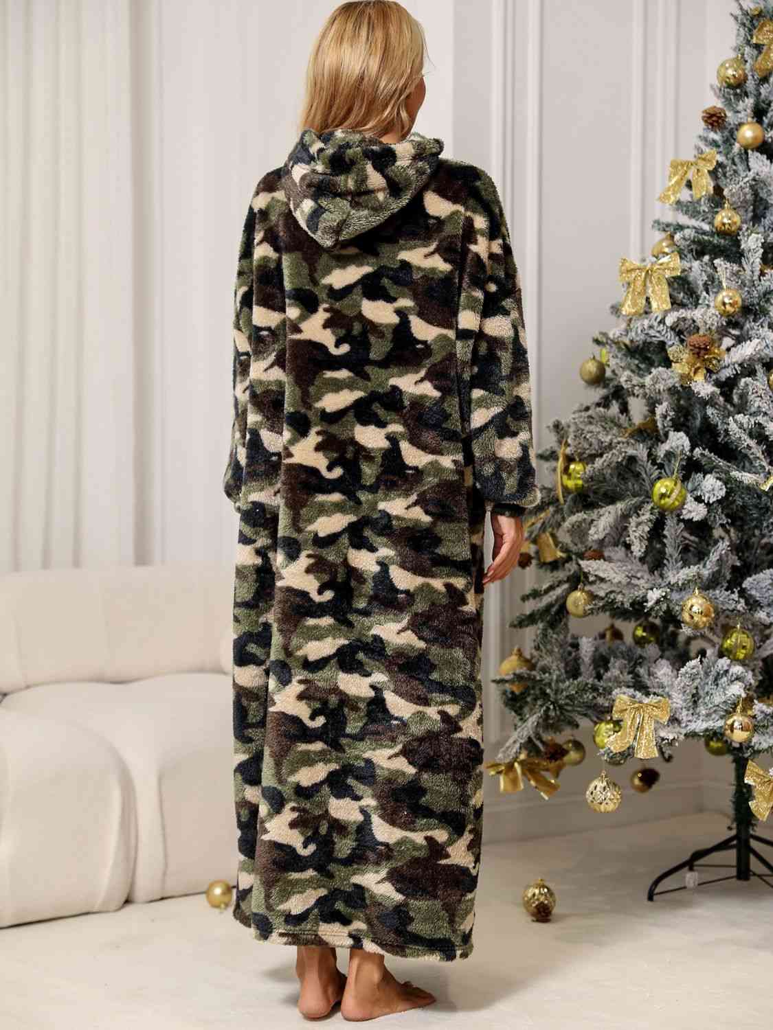 Full Size Camouflage Hooded Teddy Night Dress