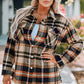 Plaid Button Front Shirt Jacket with Breast Pockets