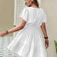 Double Take Plus Size Ruffle Hem V-Neck Short Sleeve Dress