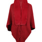 One Size Fringe Detail Long Sleeve Ribbed Poncho
