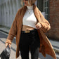 Open Front Hooded Teddy Coat
