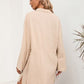 Drawstring Half Button Roll-Tab Sleeve Dress