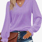 FULL SIZE Eyelet V-Neck Flounce Sleeve Blouse