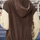 Two-Tone Zip-Up Dropped Shoulder Hooded Jacket