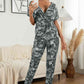 DuskJumpers Surplice Neck Tied Short Sleeve Jumpsuit