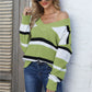 Color Block V-Neck Dropped Shoulder Sweater