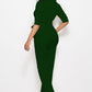 Mock Neck Tie-Waist Half Sleeve Jumpsuit