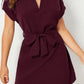 Tied Notched Short Sleeve Dress