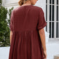 Ruched Notched Short Sleeve Blouse