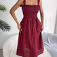 Frill Plaid Square Neck Midi Dress