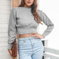 Round Neck Long Sleeve Cropped Sweater