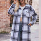 Full Size Plaid Dropped Shoulder Longline Jacket