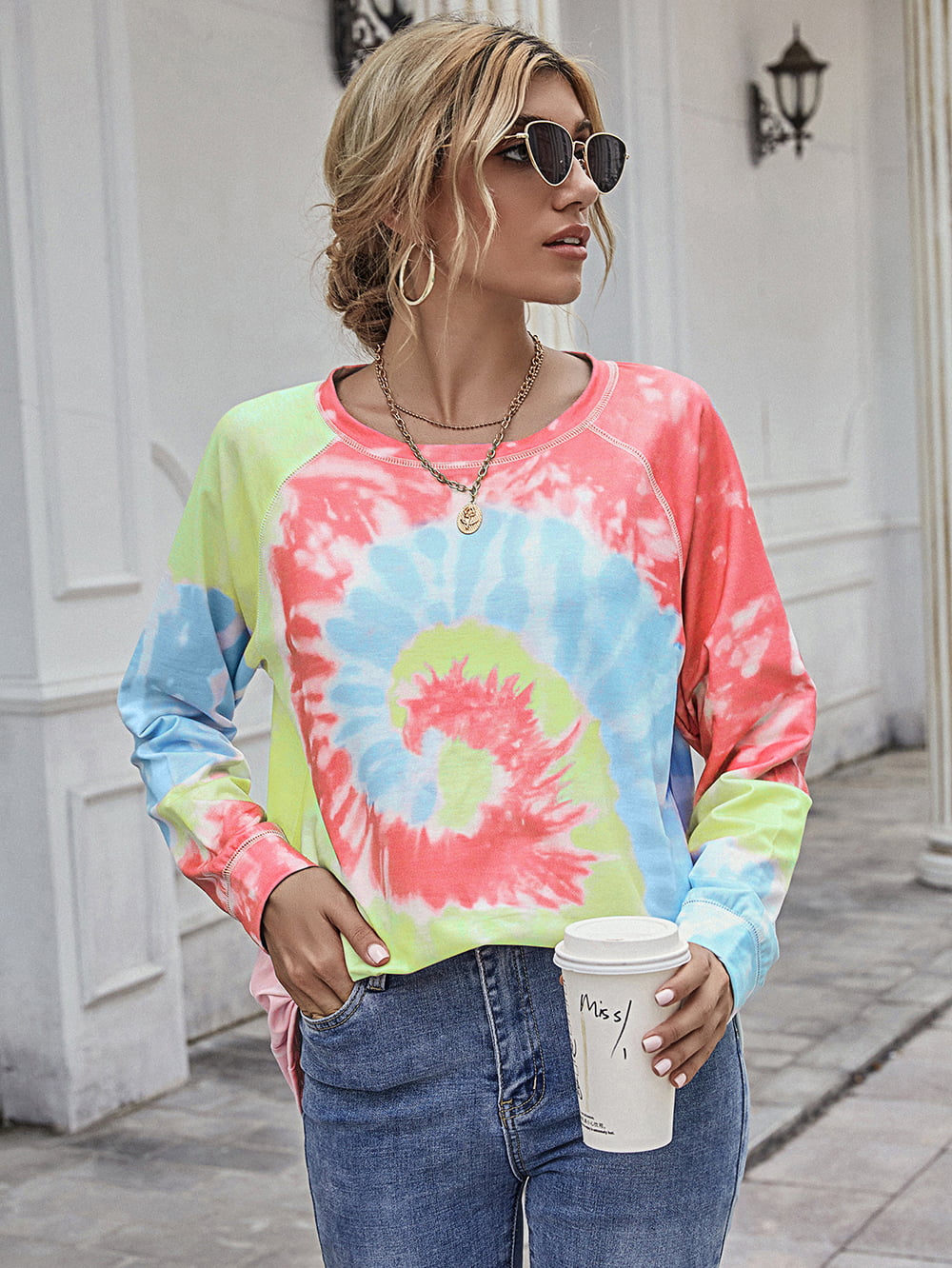 Beauteous Full Size Printed Round Neck Raglan Sleeve Tee