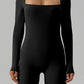 Square Neck Long Sleeve Active Romper