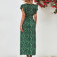 Aya Printed Surplice Neck Flutter Sleeve Slit Dress