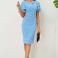 Slit Round Neck Flutter Sleeve Dress