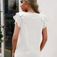 Ruffled Round Neck Cap Sleeve T-Shirt