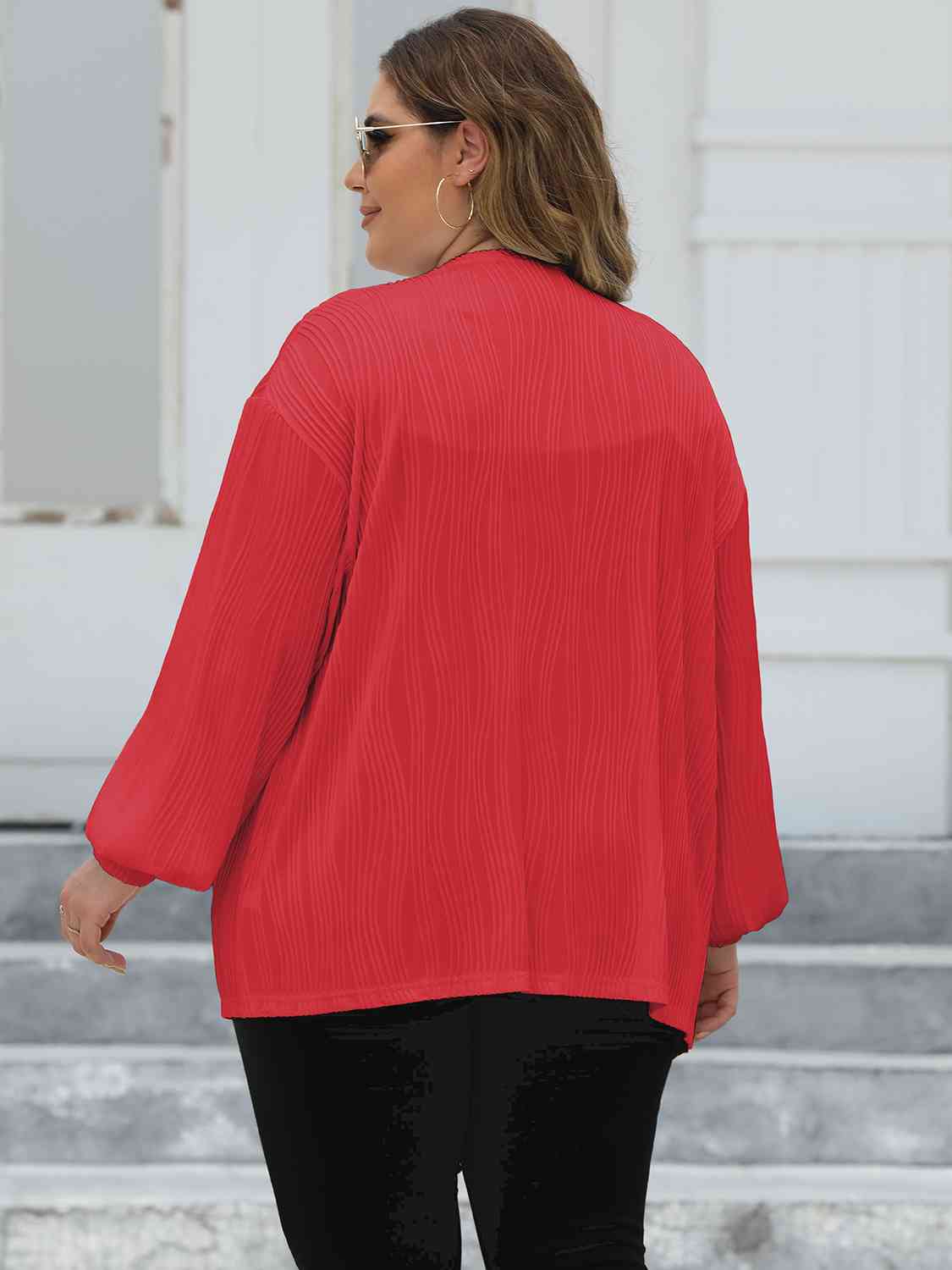 Plus Size Open Front Long Sleeve Cardigan