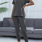 Full Size Round Neck Short Sleeve Top and Pants Set