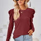 Round Neck Puff Sleeve Blouse