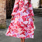 IconicDream Printed V-Neck Long Sleeve Midi Dress