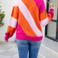 Hannah&Mea Color Block Ribbed Round Neck Sweater