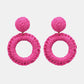 Round Shape Raffia Grass Dangle Earrings