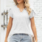 Eyelet Notched Petal Sleeve Blouse