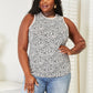Double Take Full Size Printed Round Neck Beige Tank