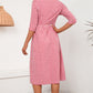 KeenLinear Plaid Collared Neck Midi Dress