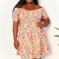 Double Take Strawberry Smocked Sweetheart Neck Flounce Sleeve Strawberry Mini Dress
