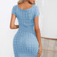 Decorative Button Round Neck Short Sleeve Sweater Dress