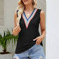 Contrast Full Size V-Neck Eyelet Tank