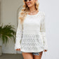 Round Neck Openwork Long Sleeve Knit Top