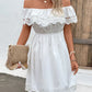 Ruched Lace Detail Off-Shoulder Dress
