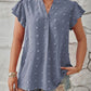 Swiss Dot Notched Cap Sleeve T-Shirt