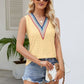 Contrast Eyelet V-Neck Tank