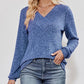 V-Neck Ribbed Long Sleeve Top