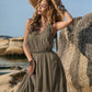 V-Neck Tie Shoulder Crochet Maxi Dress