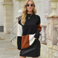 Color Block Round Neck Dropped Shoulder Sweater