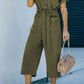 DuskJumpers Tie-Waist Buttoned Cropped Jumpsuit