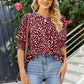 Polka Dot Round Neck Lantern Sleeve Blouse