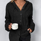 Drawstring Button Up Hooded Cardigan